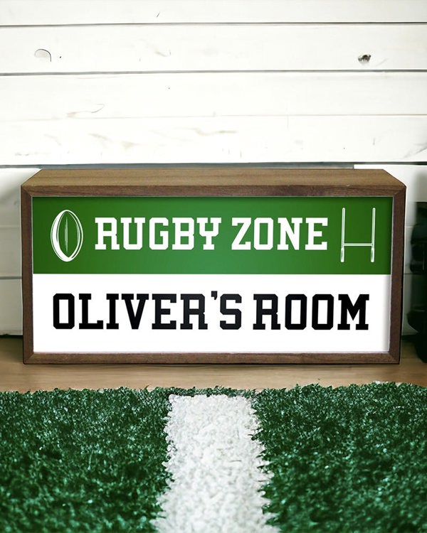 Personalised Rugby Light Box Sign, LED Room Decor for Sports Fans