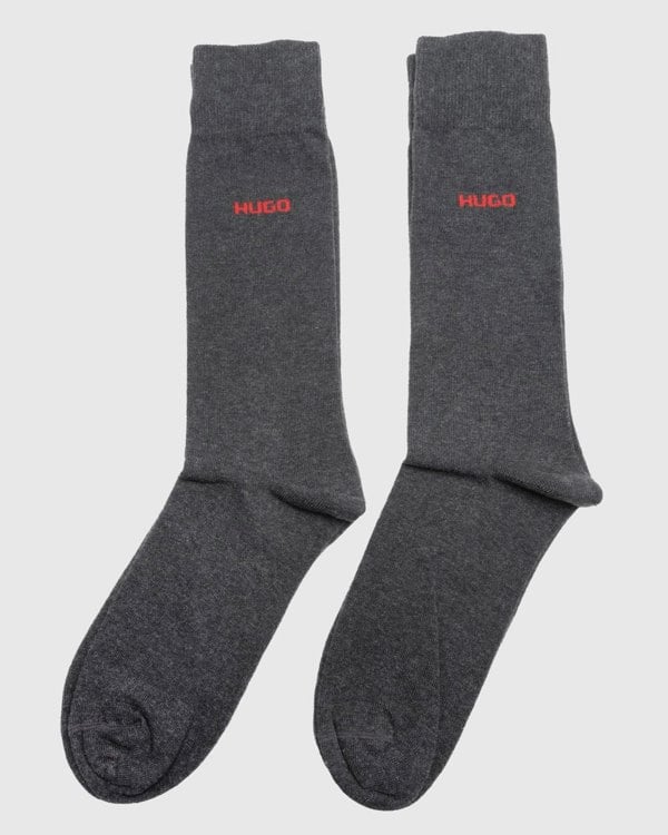 HUGO 2 Pack RS Uni Colour Mens Socks NOS - Charcoal 012