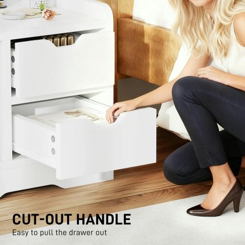 Wyld Haus Sora Nico High Gloss White Bedside Table With 2 Drawers And Shelves