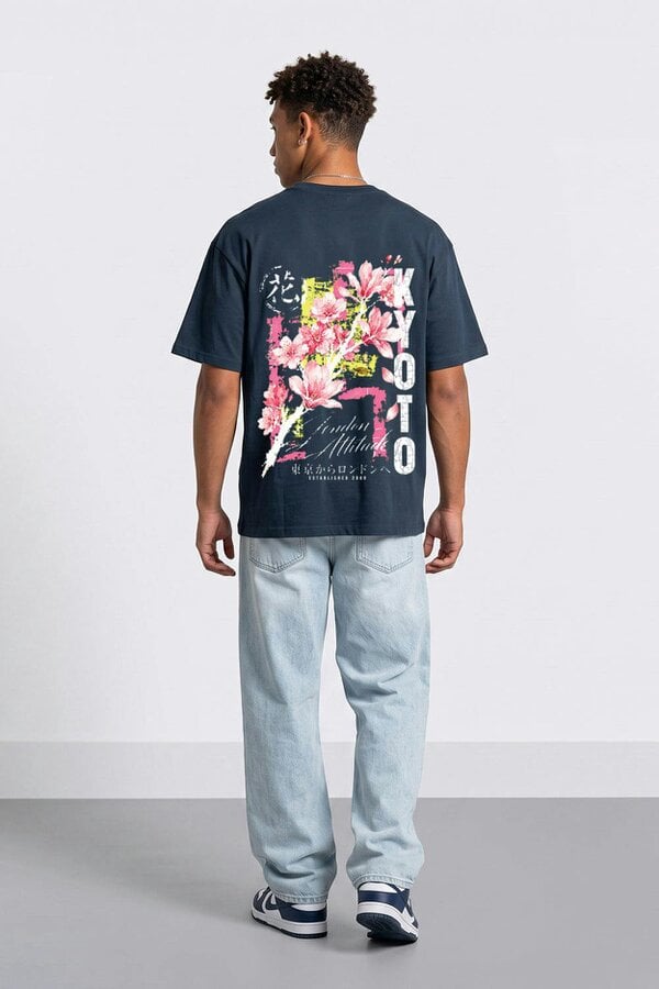 London Attitude Japanese Blossom Oversized Heavyweight T-Shirt