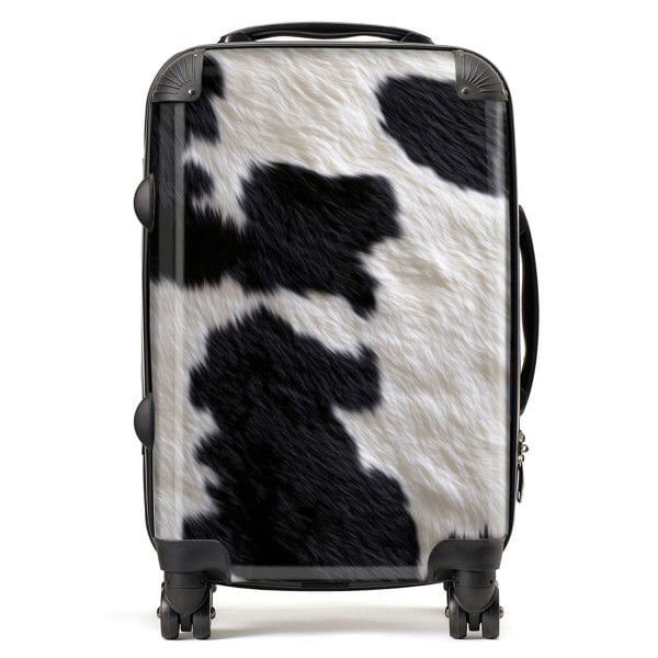 Warren Reed Black And White Cow Hide Suitcase