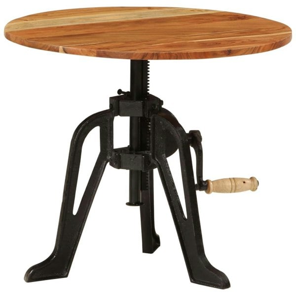 Berkfield Side Table 60x(42-62) cm Solid Wood Acacia and Cast Iron