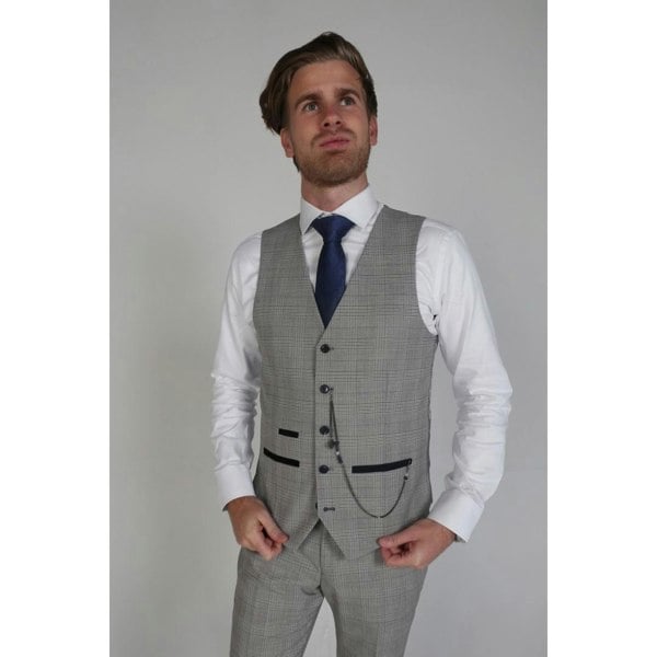 Paul Andrew Hugo - Men's Check Grey Waistcoat