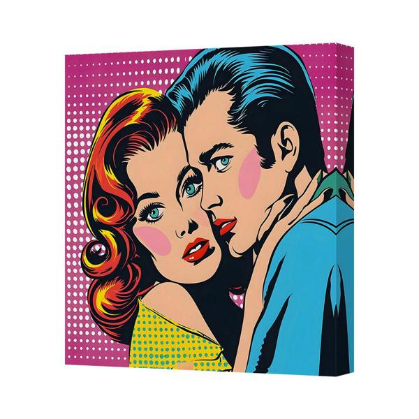 Benjamin Tate Design Pop Art Couple Canvas Print With Deep Wood Frame Handmade UK