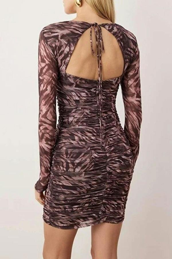 WOVCOR Knitted Tulle Mini Lined Dress