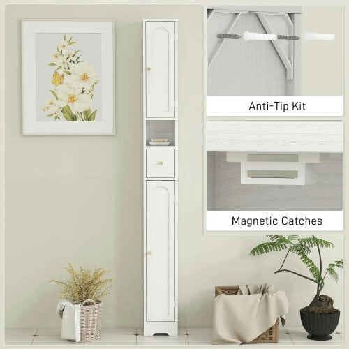 Wyld Haus Extra Tall Bathroom Storage Cabinet With Arched Doors White 185cm