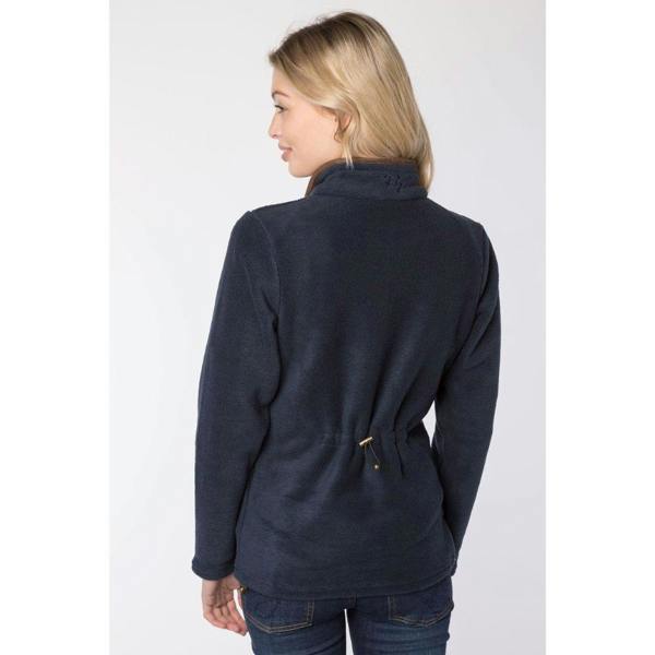 Rear view of the Rydale Ladies Huggate Overhead Fleece in ink with adjustable back fit