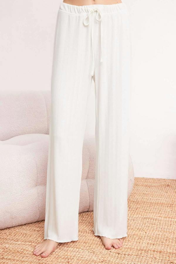 Long Sleeve Ribbed Pointel Pyjama Set