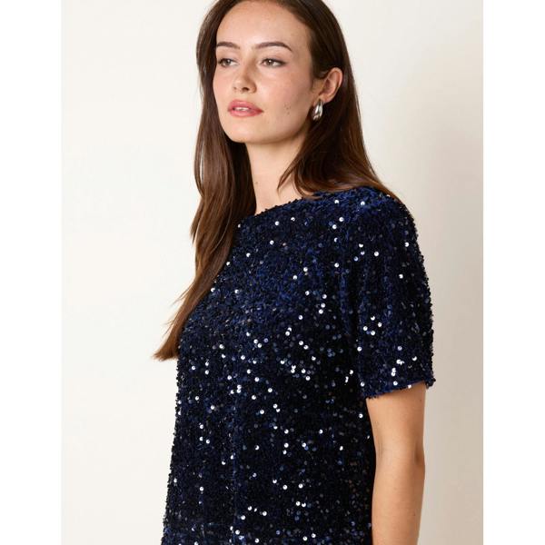 Blue Vanilla Velvet Sequin Tee