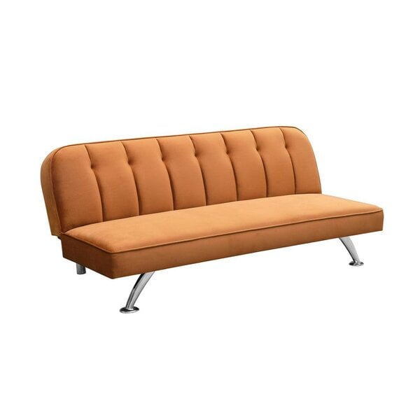 Wyld Haus Malahide Upholstered Orange Velvet Tufted Sofa Bed - Single