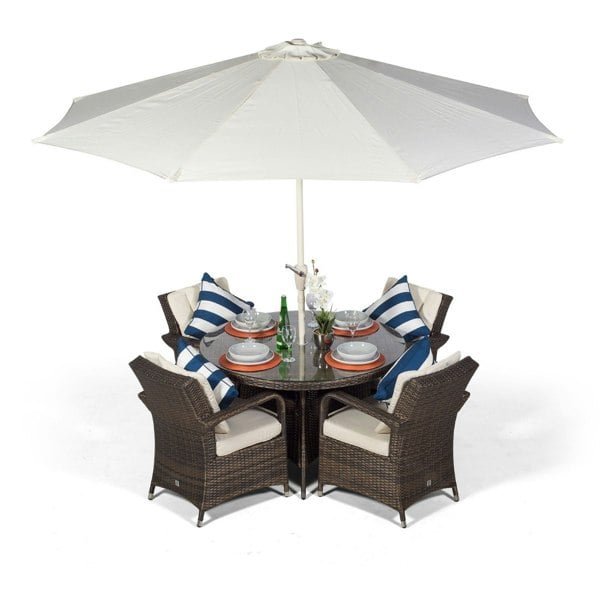 Giardino Arizona Round 4 Seater Rattan Patio Dining Set
