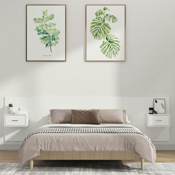 Berkfield Bed Headboard with Cabinets White Engineered Wood