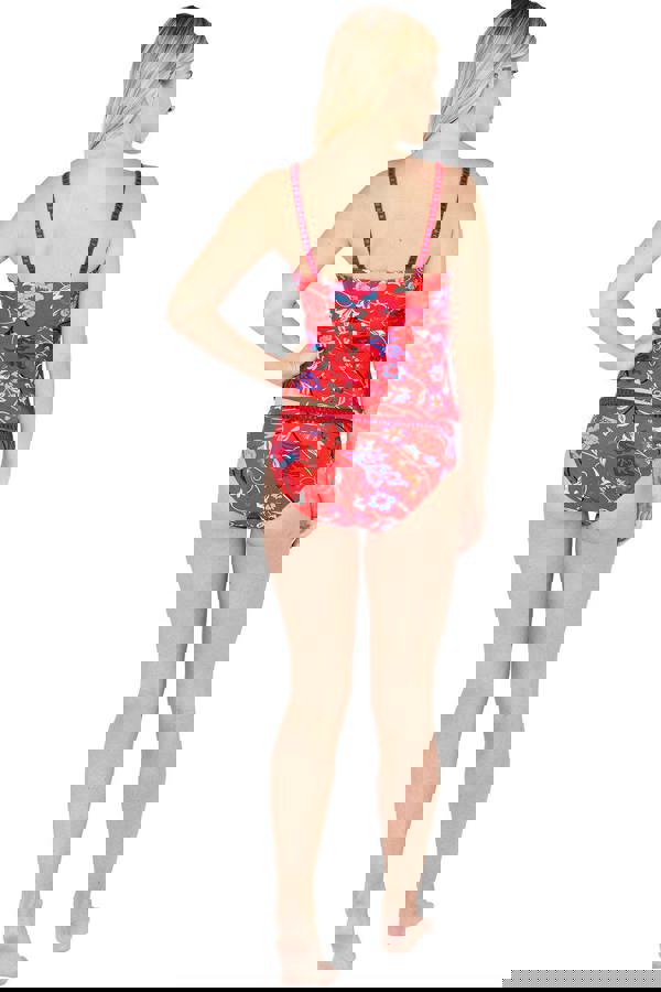 Red Blanket Stitch Standard Bikini Brief Full Set Back