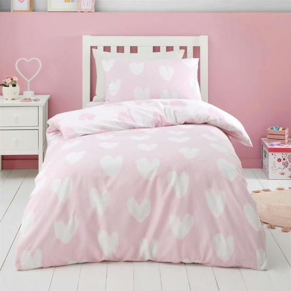 Brushed Hearts Pink Duvet Cover Set