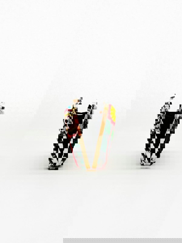 SVNX Black Square Clutch with Multicoloured Embroidered Florals