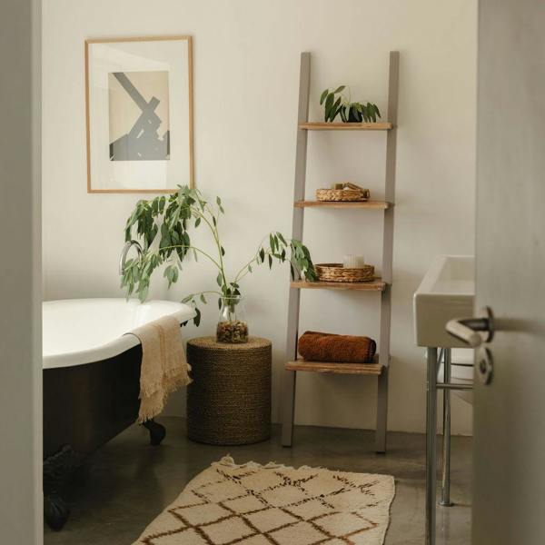 Statement Furniture Florence Ladder Shelf Wooden Shelving Unit Lean-Up Shelf