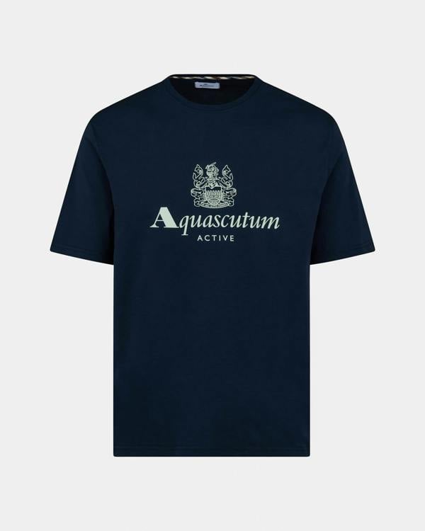 Aquascutum Mens Big Logo T-Shirt - Navy 11