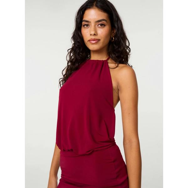 Pink Vanilla Jersey Waist Halterneck Dress