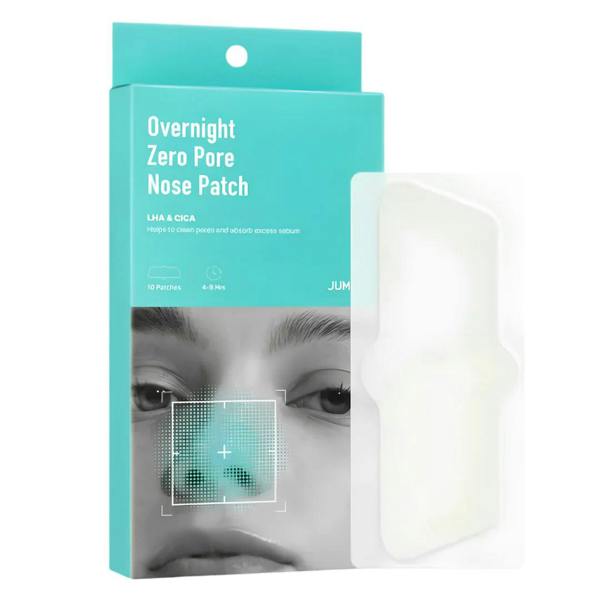 Jumiso Overnight Zero Pore Nose Patch 10 count – hydrocolloid pore-clearing patches for blackhead and sebum extraction while you sleep, available at Atelier De Glow UK.