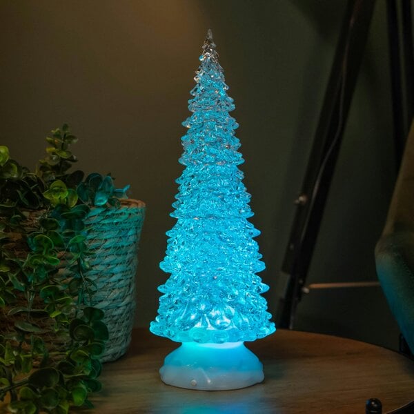 Samuel Alexander 32cm Dual Power LED Christmas Glitter Water Spinner Colour Changing Tree