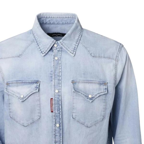 DSQUARED2 Classic Western Faded Denim Blue Shirt W30