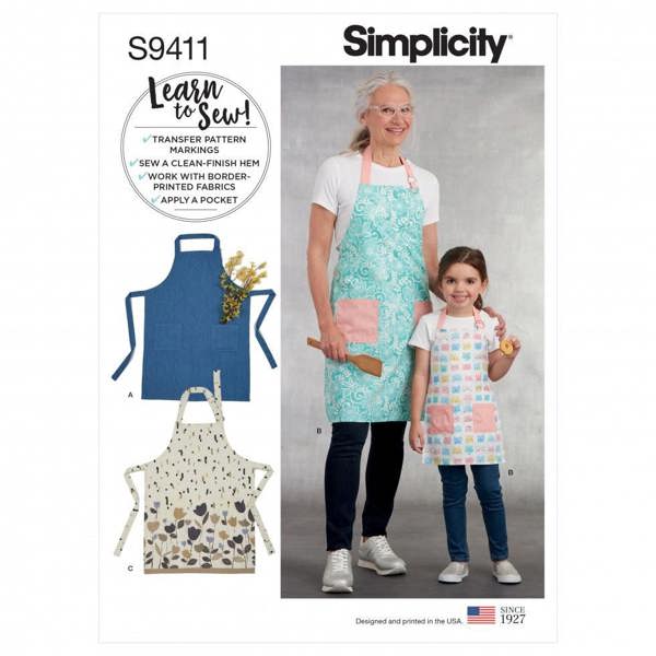 Simplicity Sewing Pattern 9411, Aprons for Kids, Women, A (S - L / S - L) - Beginner, Easy