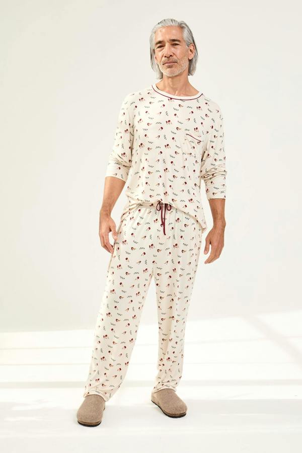 Pretty You London Mister You Bamboo Novelty Pyjama Set in Robin Print