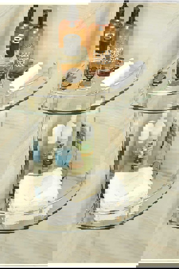 Living and Home 2-Tier Tempered Glass Corner Shelf Bathroom Wall Mounted