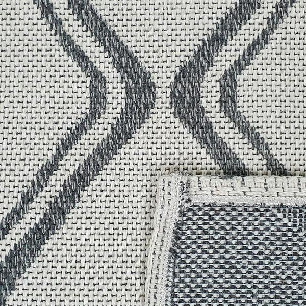 Cream Grey Rug Diamond Pattern 100% Cotton Washable Flat Weave Carpet Woven Living Room Bedroom Mat