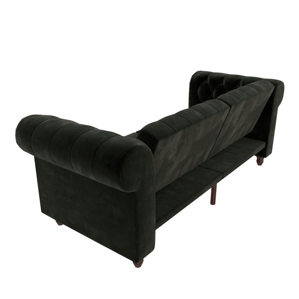Dorel Home Felix Chesterfield 3 Seater Sofa Bed in Velvet Black
