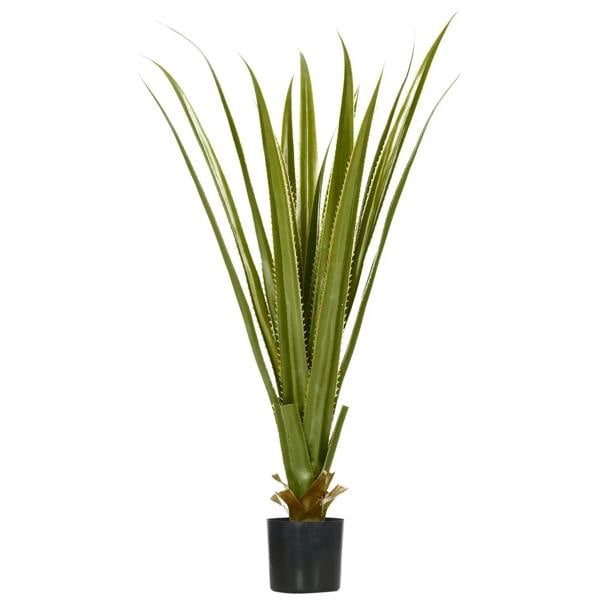 Artificial agave succulent plant in black pot, tall green spiky leaves