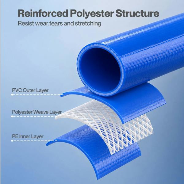 TradeRight Hose Pipe 1 Inch Reinforced PVC 20m for Home Pool Drainage Pump Blue
