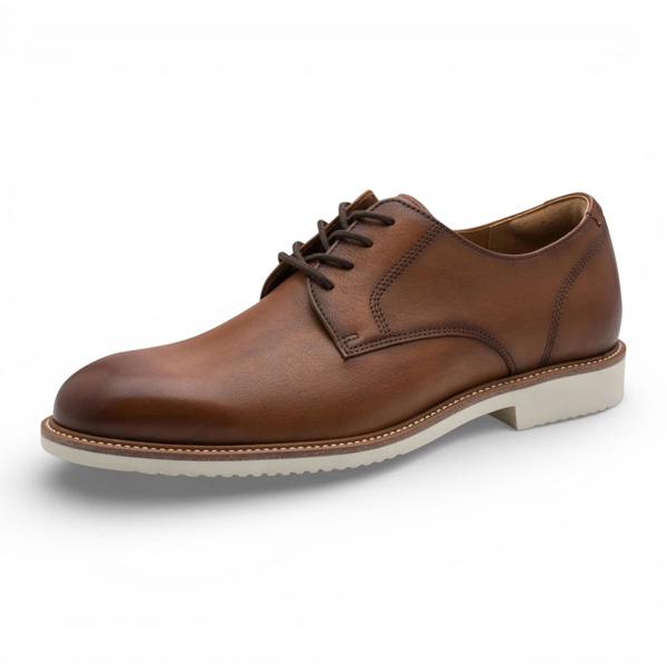 Tamaris Men's Cognac Brown Leather Plain Toe Derby Shoes