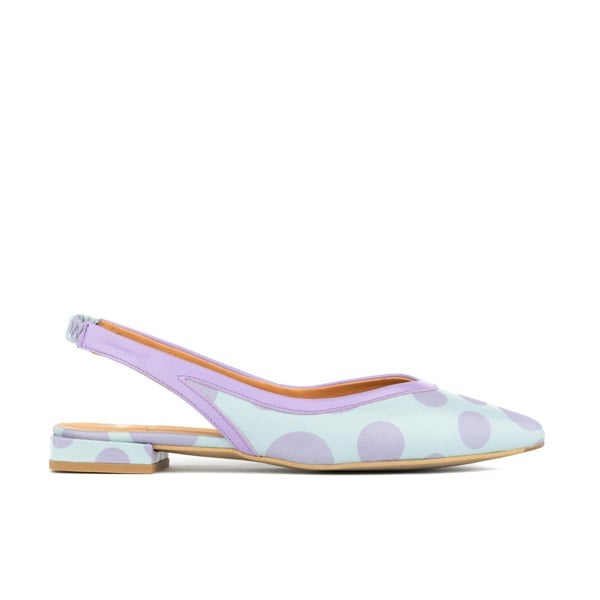 Embassy London Holly - Pastel Polka Dot - Women's almond closed toe flat leather sling back sandal