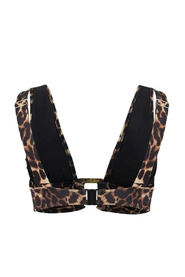 WOVCOR Leopard Print Triangle Covered Bikini Top with Accessories