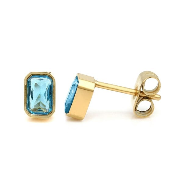 Say It With December Blue Topaz Birthstone Earrings - Yellow Gold Plated