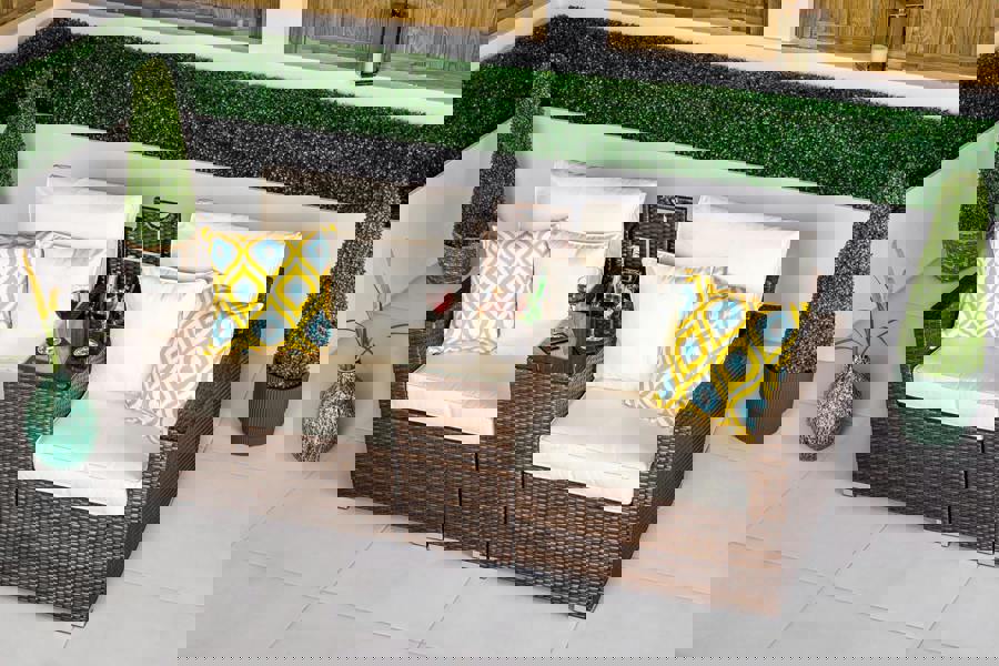 Giardino Havana 2 Seat Modular Sofa Rattan Garden Bistro Balcony Furniture Set Outdoor Drinks Cooler Table