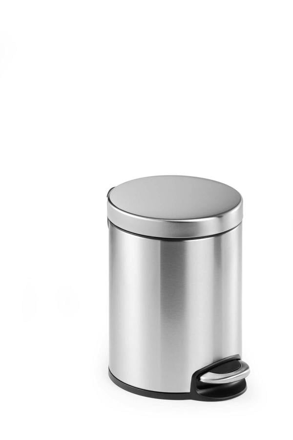 Durable Stainless Steel Pedal Bin 5L | Soft-Close Round Waste Bin | Silver