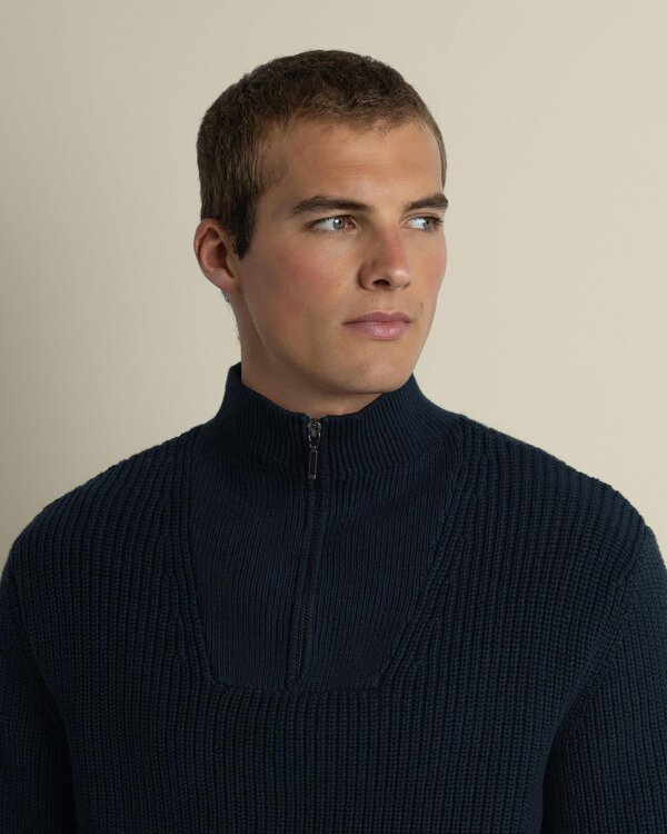 Larsson & Co Rib Panel Knitted 1/4 Zip Sweater