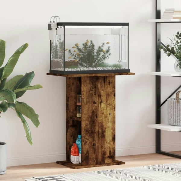 Berkfield Aquarium Stand Smoked Oak 60.5x36x72.5 cm Engineered Wood