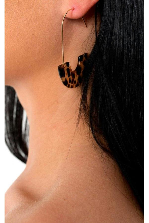 Philly Hook Hoop Pattern Earrings - Leopard