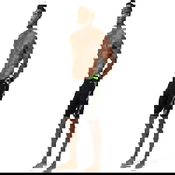 Black and lime green Speedo Hyberboom splice jammer with textured sides