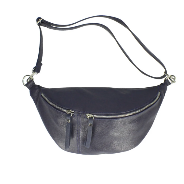 Scott-Samuel Large Leather BumBag / Sling Bag (Exposed Zips)