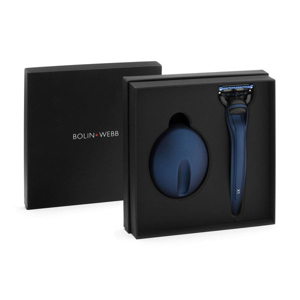 Bolin Webb X1 Matte Blue Razor and Stand Gift Set - Gillette Fusion 5 Razor