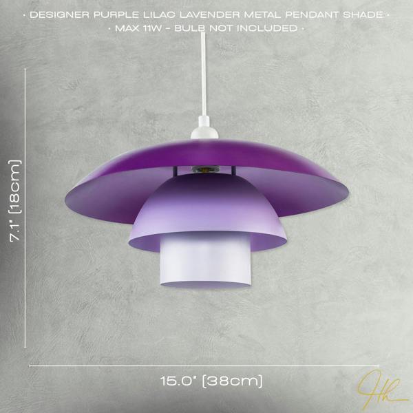 Modern Designer Purple and Lilac Lavender Metal Pendant Lighting Shade Image 7