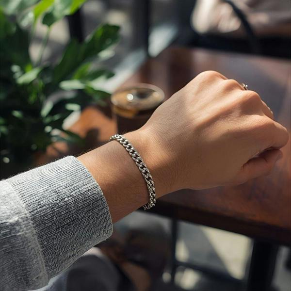 Aye Do Gifts Men's Curb Chain Silver Bracelet