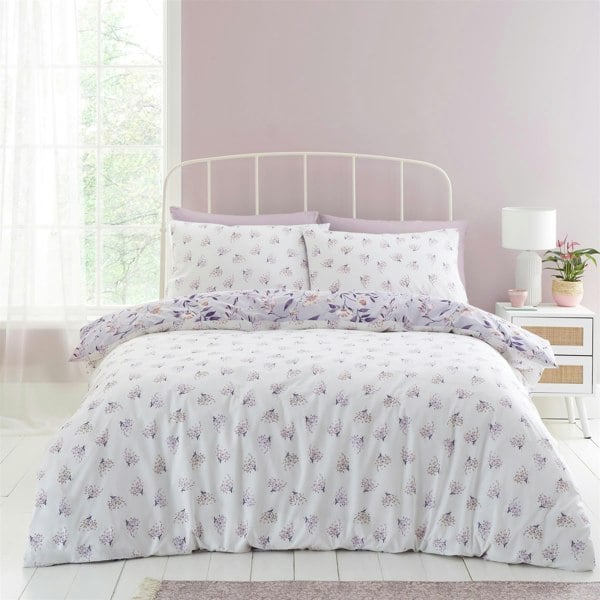 Catherine Lansfield Isadora Floral Lilac Duvet Cover Set