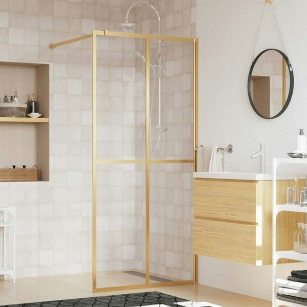Berkfield Walk-in Shower Wall with Clear ESG Glass Gold 90x195 cm
