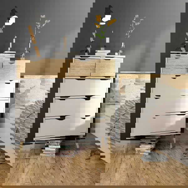 Furniture To Go Oslo Chest of 5 Drawers (2+3) in White and Oak