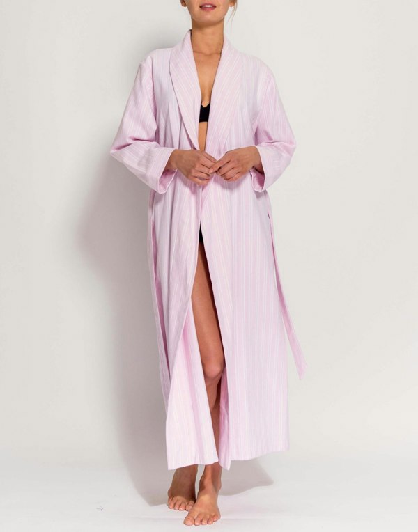 British Boxers Women's Brushed Cotton Dressing Gown – Westwood Pink Stripe